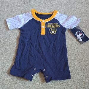 Genuine Merchandise Navy and Yellow Infant Short Sleeve Romper